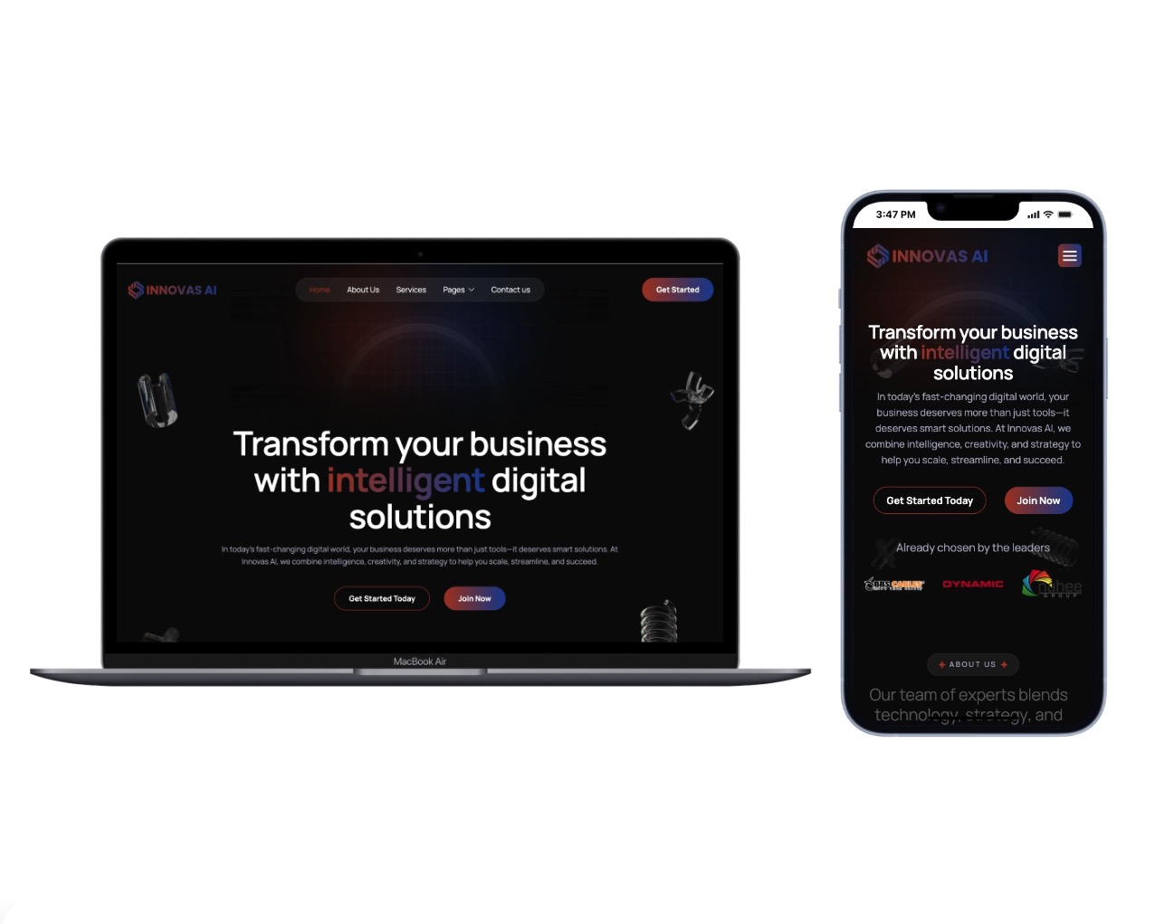 Innovas AI company website project by MD SHAKIB MOLLA